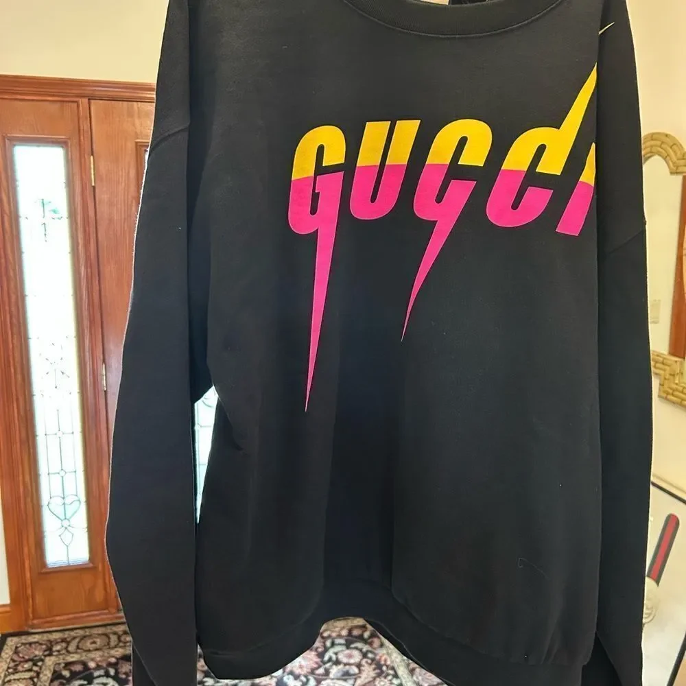Men's Gucci blade logo print cotton sweatshirt, size XL made in Italy